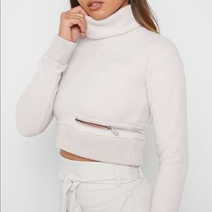 High Neck Cropped Jumper